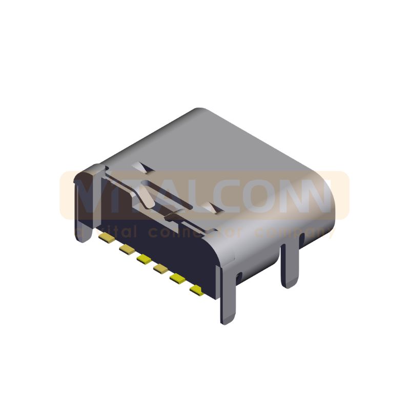 Power Only 6 Pin Horizontal USB Type C Connector