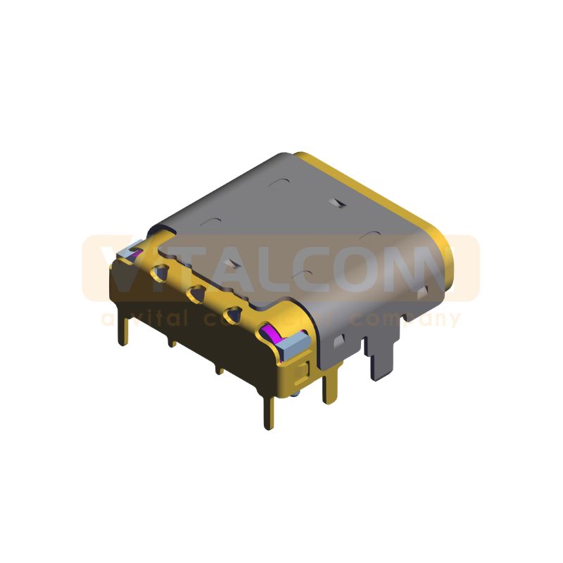 Horizontal 24-Pin Female USB Type C Connector