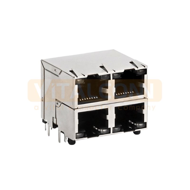 Dual Port 2x2 Shielded RJ45 Connector