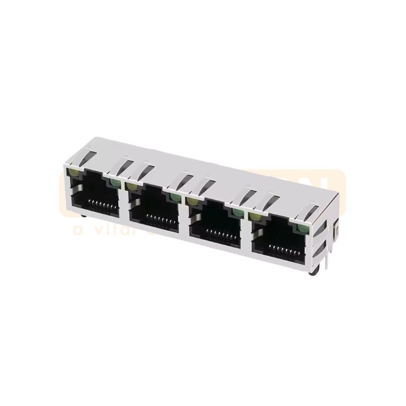 Four Port Shielded Tab Up RJ45 Connector