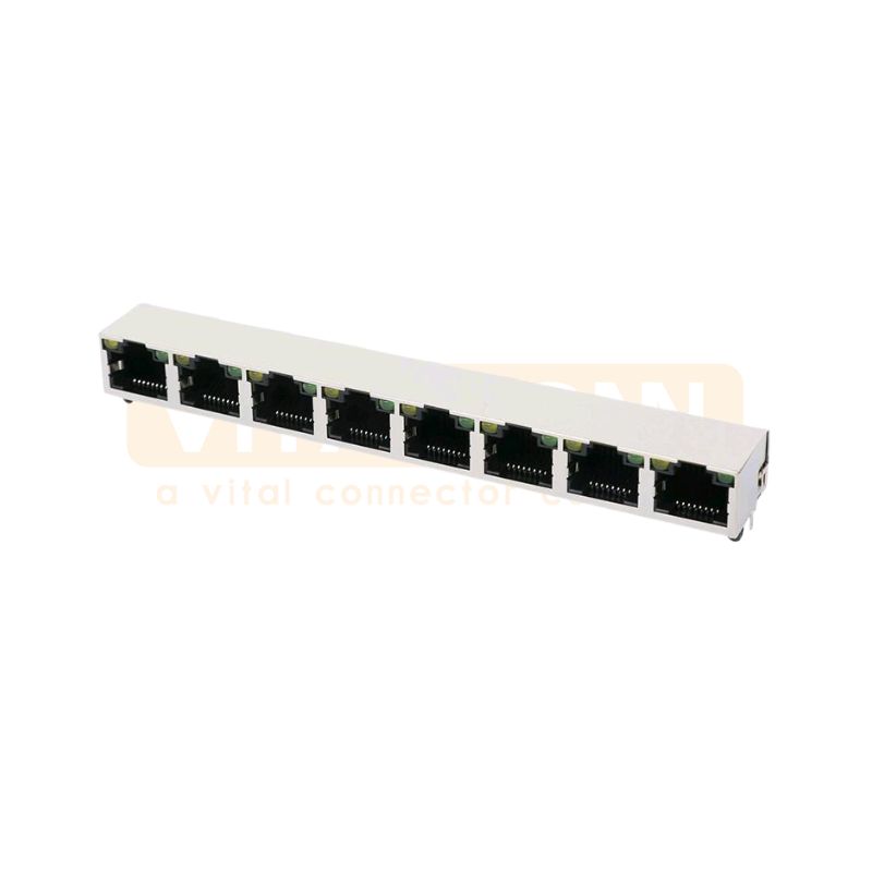 Eight Port Shielded Tab Up RJ45 Connector