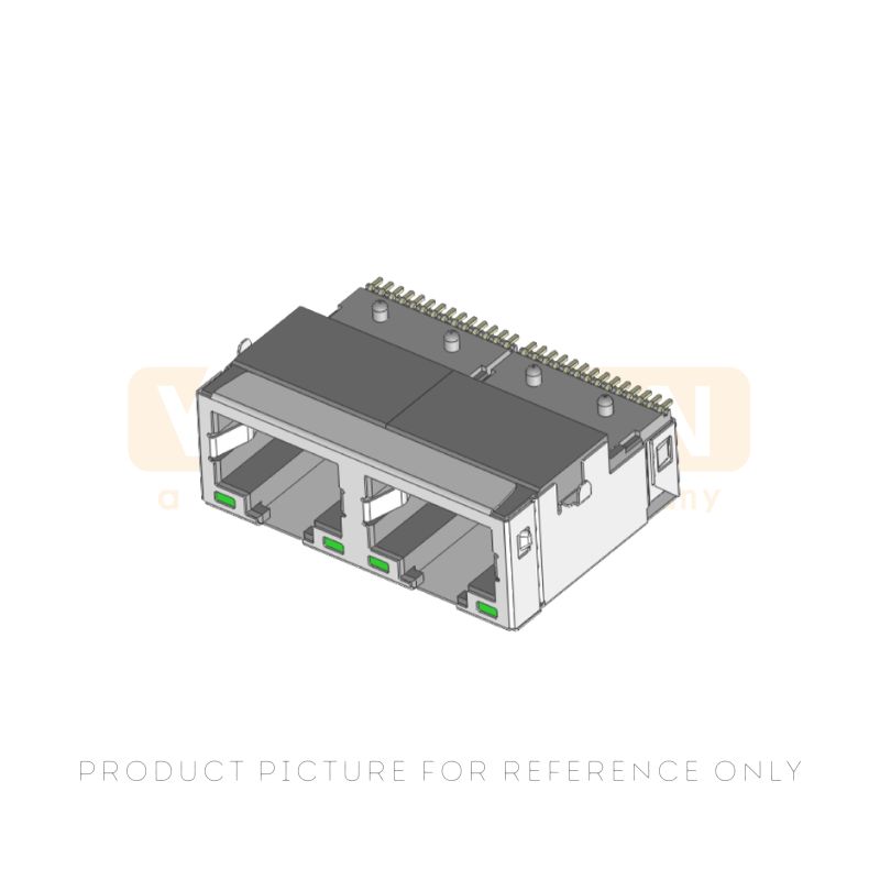 1*2 SMT With LED Magnetic RJ45 Connector