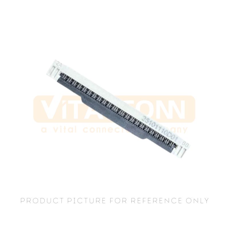 ZIF FPC connector F05054FA060M1WLJ9 with 0.50mm pitch 60 pins and flip-cover SMT design for LCD display flexible circuit assemblies