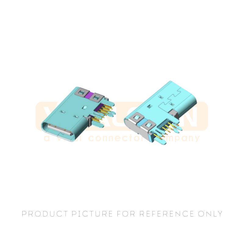 14-pin upright SMT USB Type-C connector UC22-4E1H1A103-0HR-12