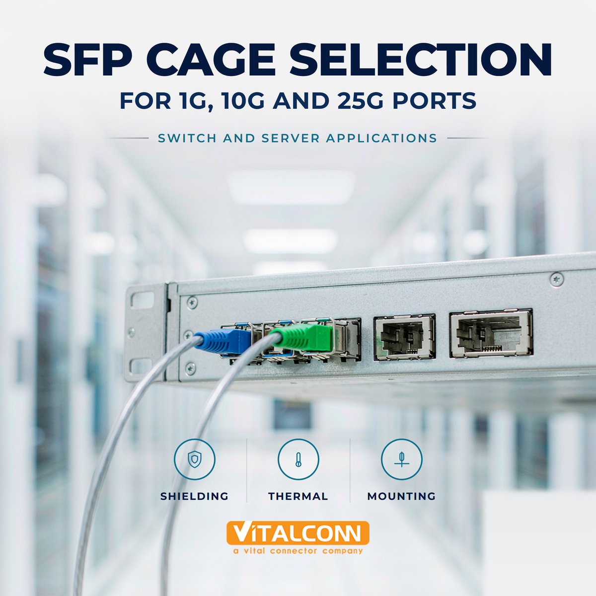 SFP Cage Selection Guide for 1G, 10G and 25G Applications
