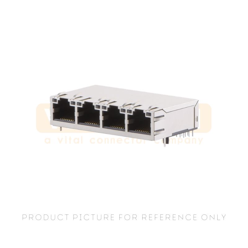 Quad port Gigabit PoE RJ45 jack with tri-color LEDs for multi port PoE switches