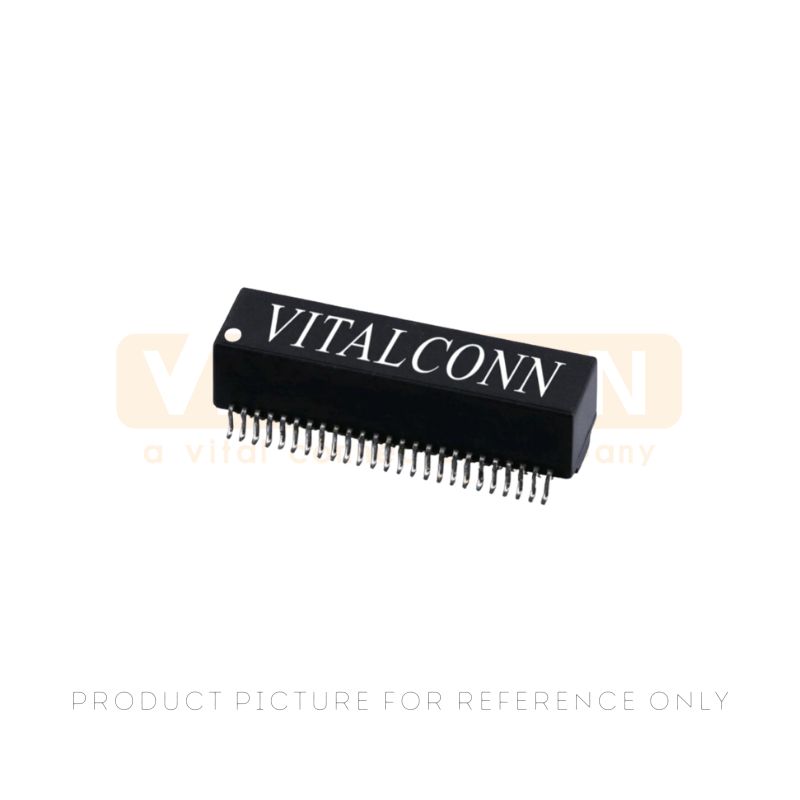 Dual port 1000Base-T LAN transformer module with 50 gull wing SMD pins and black molded body for Gigabit Ethernet ports