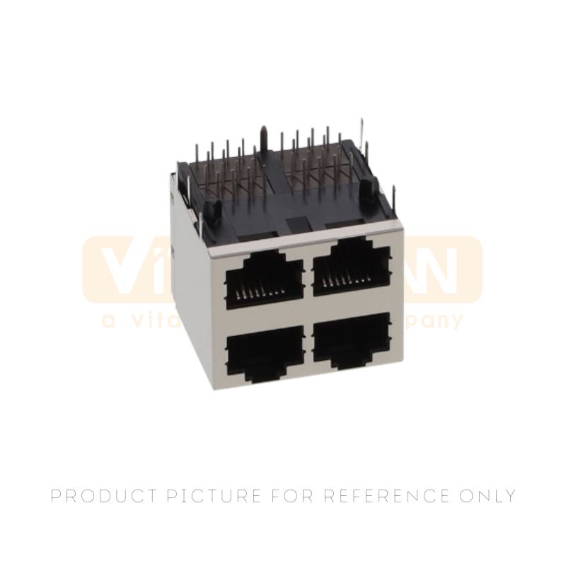 Shielded RJ45 jack 2x2 stacked quad port connector JS221A01N10B7